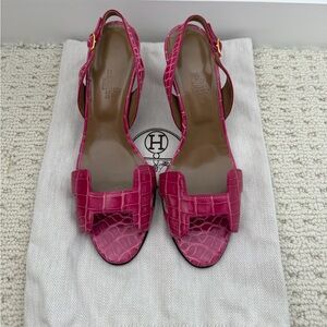 Hermes  Slingback 70 Crocodile Sandals